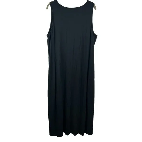 J Jill Wearever Collection Black Sleeveless Dress Large P Swing Pintuck Slit - Picture 3 of 6